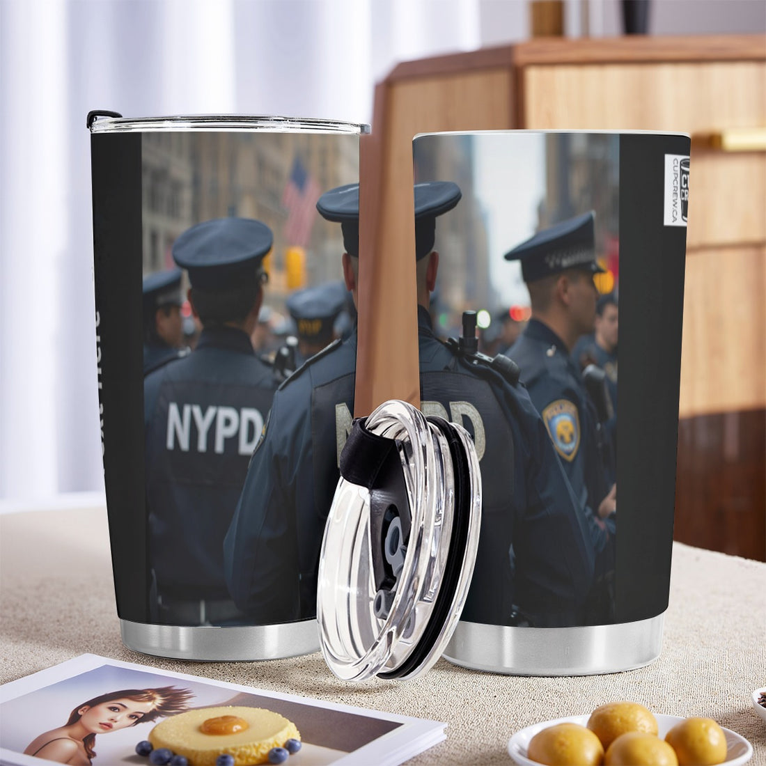A group of police officers in uniform, with the name "NYPD" prominently displayed on their backs.
