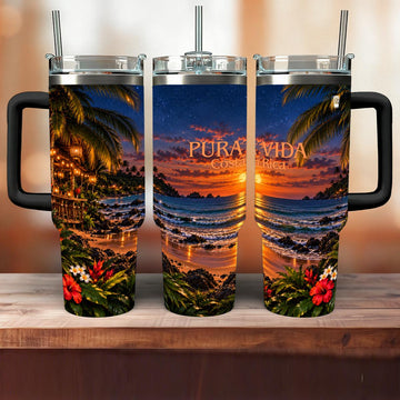 Costa Rica Sunset 40oz Tumbler | Tropical Beach Design