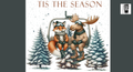 A fox and a moose are depicted on a ski lift, surrounded by snow-covered pine trees, with the text 